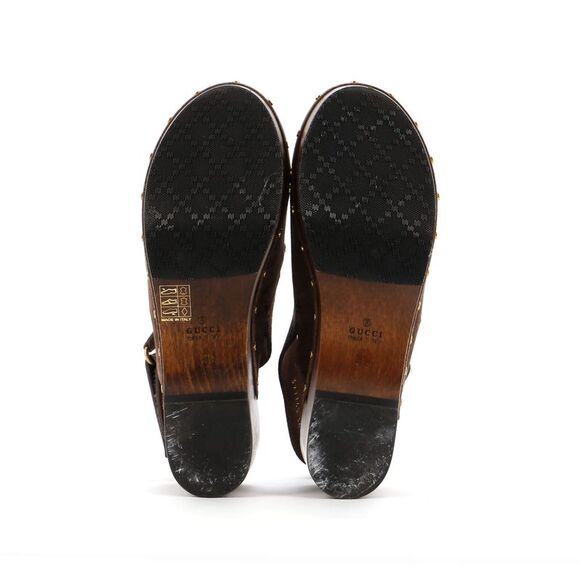 Gucci Women's Amstel Clogs Suede Brown - Picture 4 of 6
